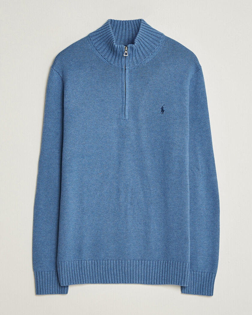 Polo Ralph Lauren Cotton Pullover Half Zip Blue Borage Heather – Blu