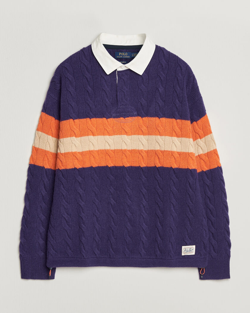 Polo Ralph Lauren Wool Blend Cable Knitted Polo Purple Combo – Viola
