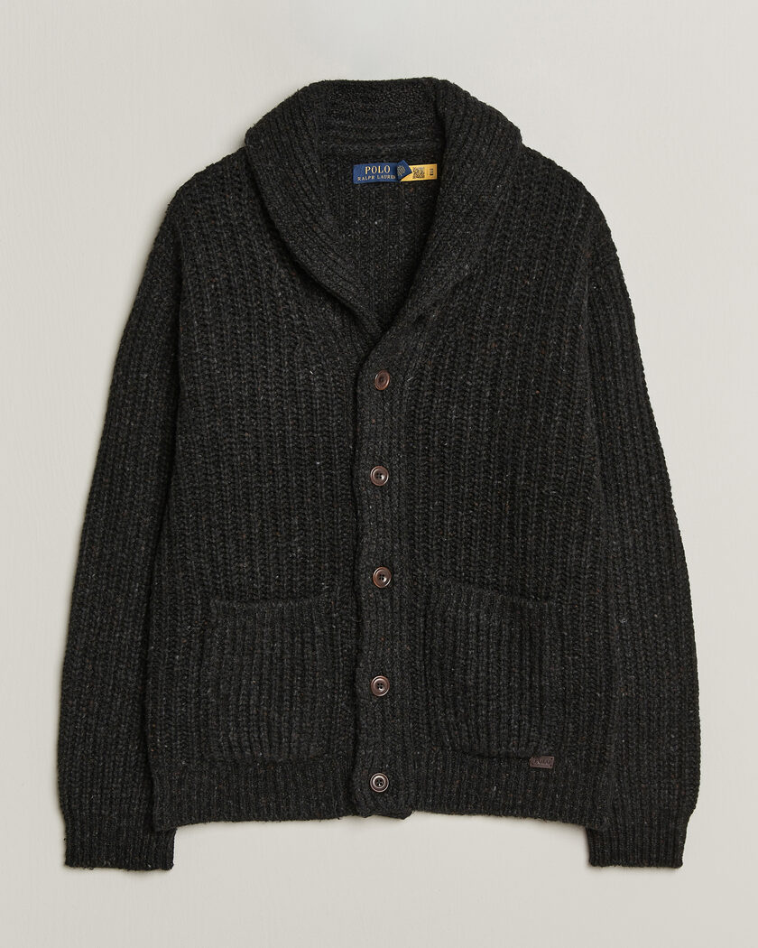 Polo Ralph Lauren Wool Blend Shawl Collar Cardigan Black Marl – Nero