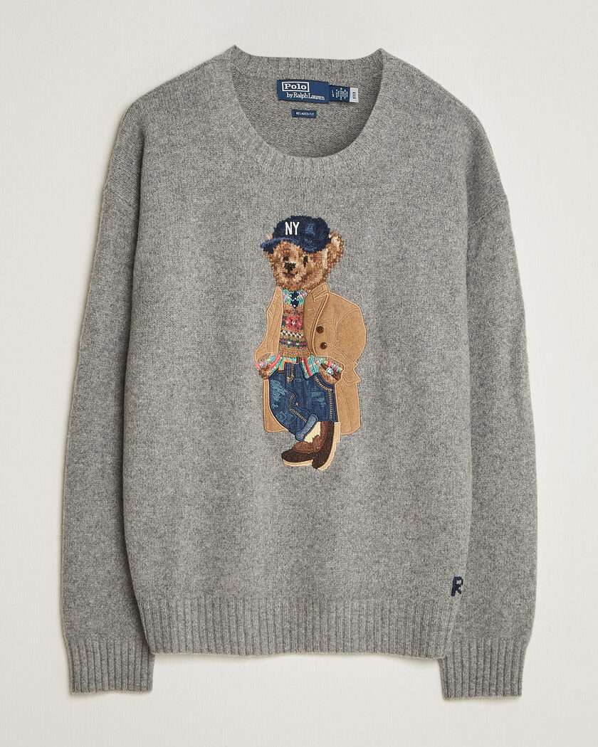 Polo Ralph Lauren Wool Blend Bear Sweater Grey Combo – Grigio