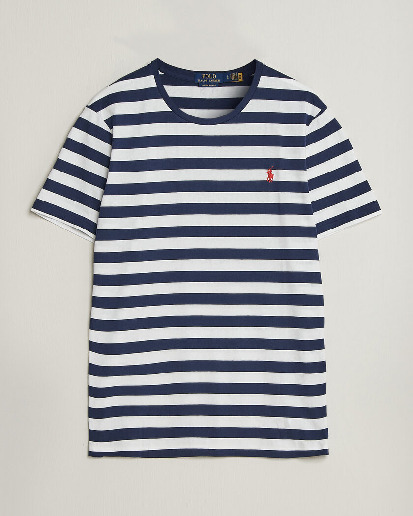 Polo Ralph Lauren Custom Slim Fit Striped T-Shirt Newport Navy – Blu