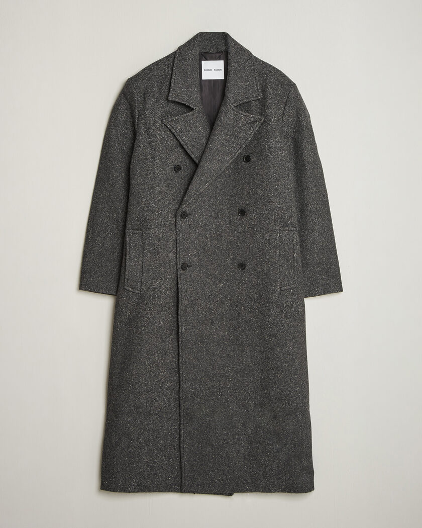 Samsøe Samsøe Vince Wool Double Breasted Coat Dark Grey Melange – Grigio