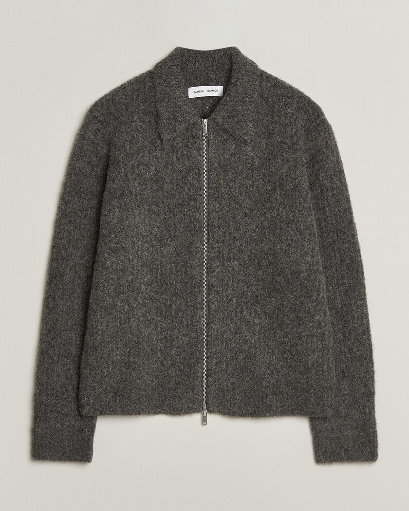 Samsøe Samsøe Job Alpaca Knitted Full Zip Dark Grey Melange – Grigio