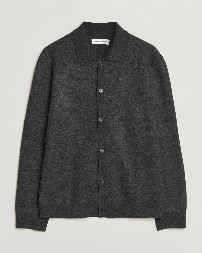 Samsøe Samsøe Richard Wool Knitted Cardigan Dark Grey Melange – Grigio