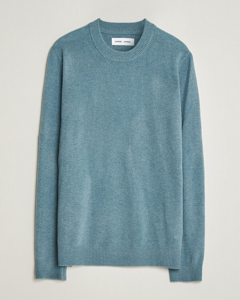 Samsøe Samsøe Isak Knitted Crew Neck Stormy Sea – Blu