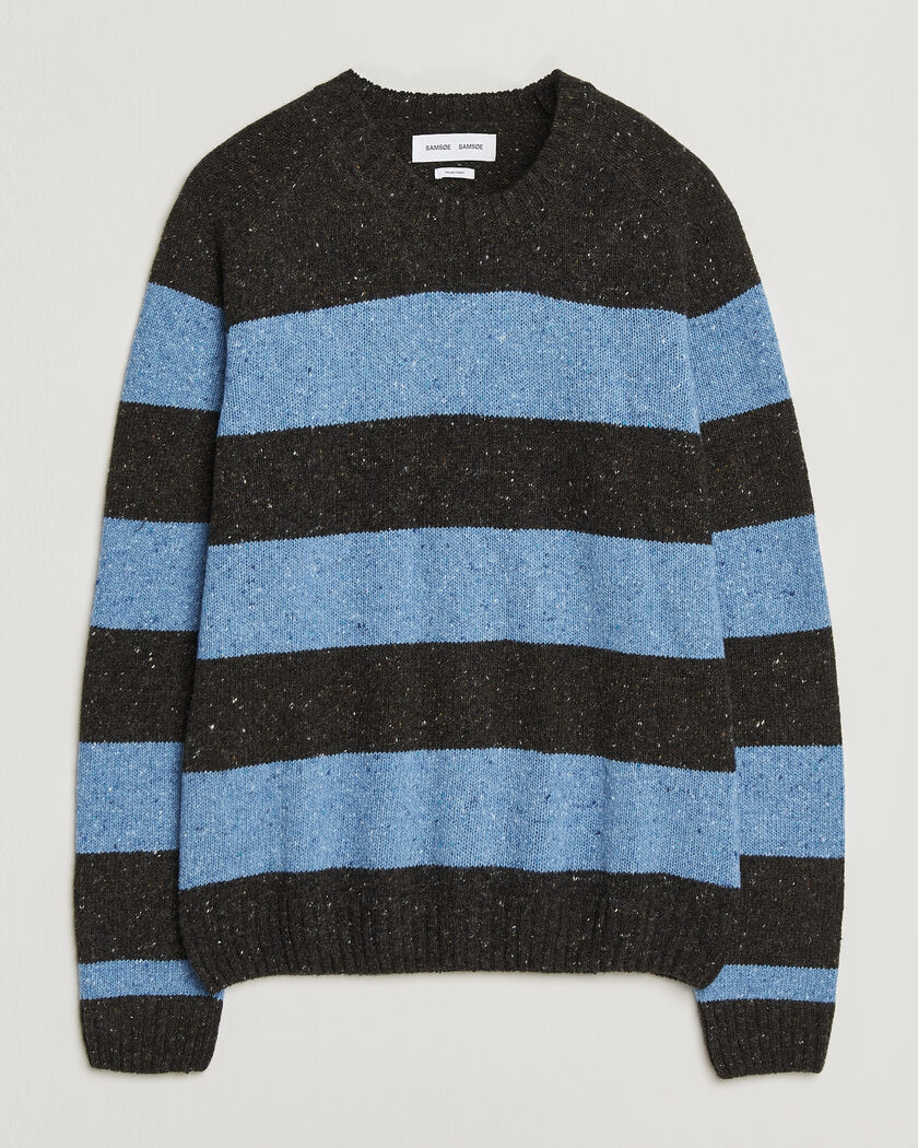 Samsøe Samsøe Nate Donegal Wool Knitted Striped Sweater Brown/Blue – Multicolore