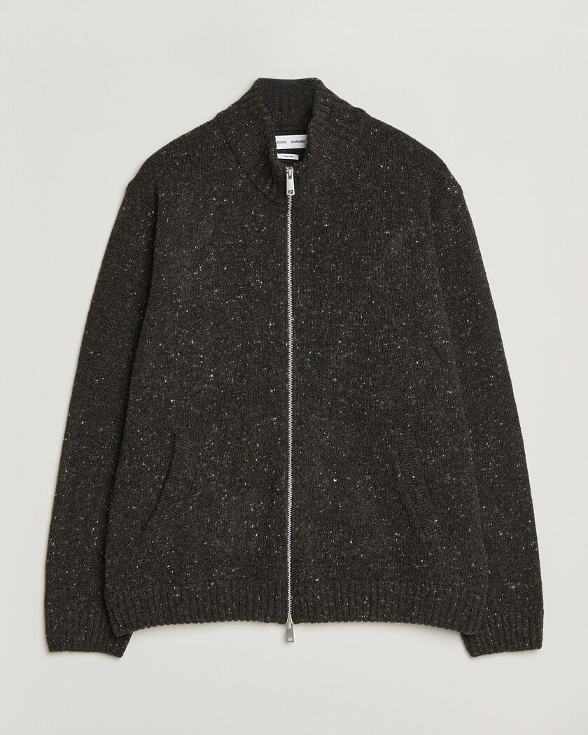 Samsøe Samsøe Nate Donegal Wool Knitted Full Zip Delicioso – Marrone