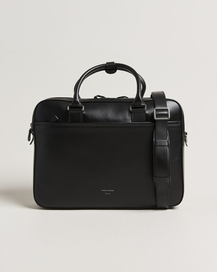 Tiger of Sweden Burin Smooth Leather Briefcase Black – Nero