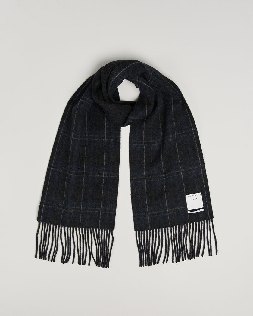 Tiger of Sweden Dupli Checked Wool Scarf Light Ink – Blu