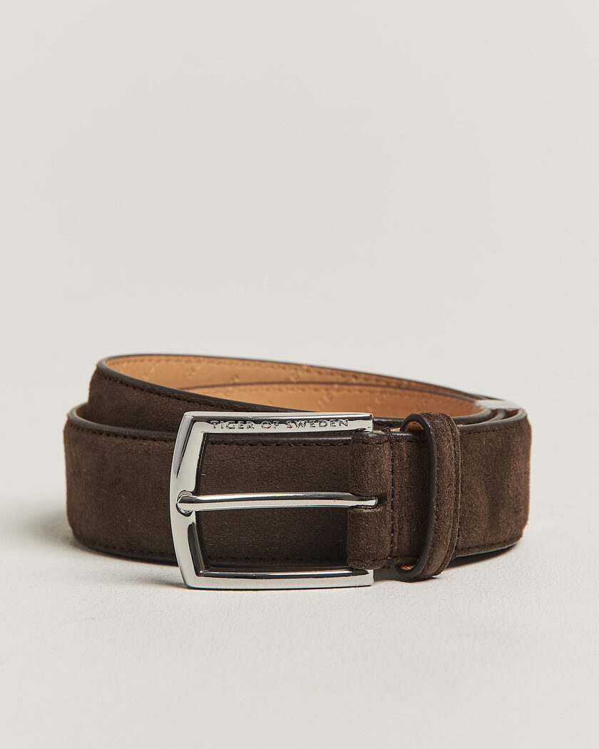 Tiger of Sweden Bergstroms Suede Belt Dark Brown – Marrone