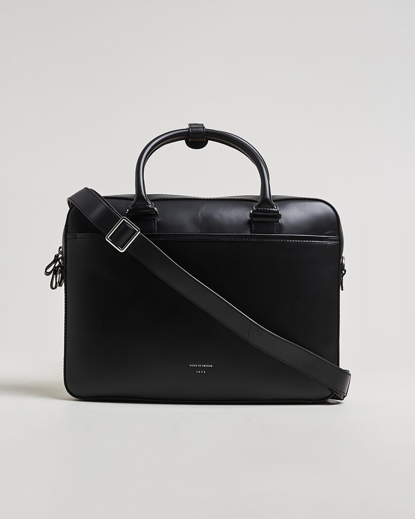 Tiger of Sweden Bosun Smooth Leather Briefcase Black – Nero