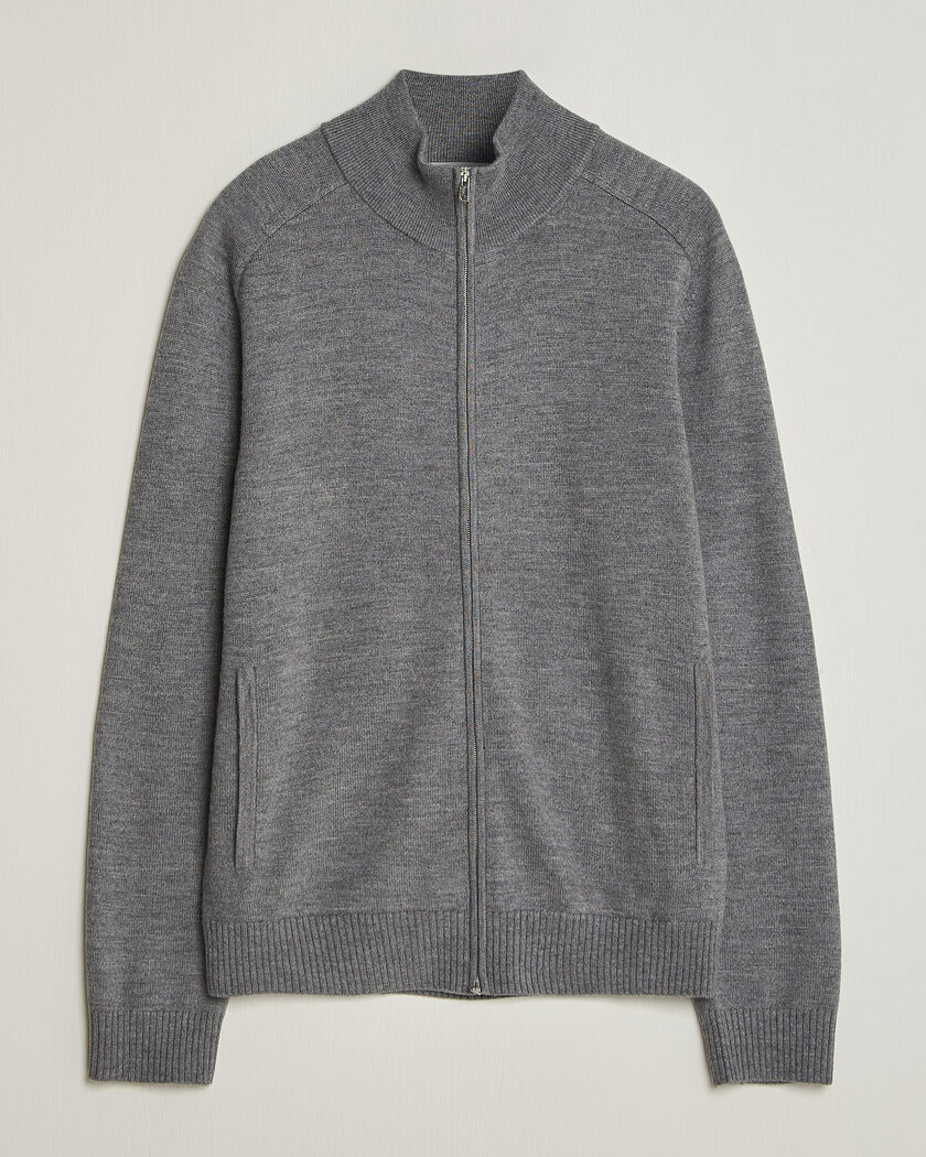 Tiger of Sweden Cassian Wool Full Zip Concrete Melange – Grigio