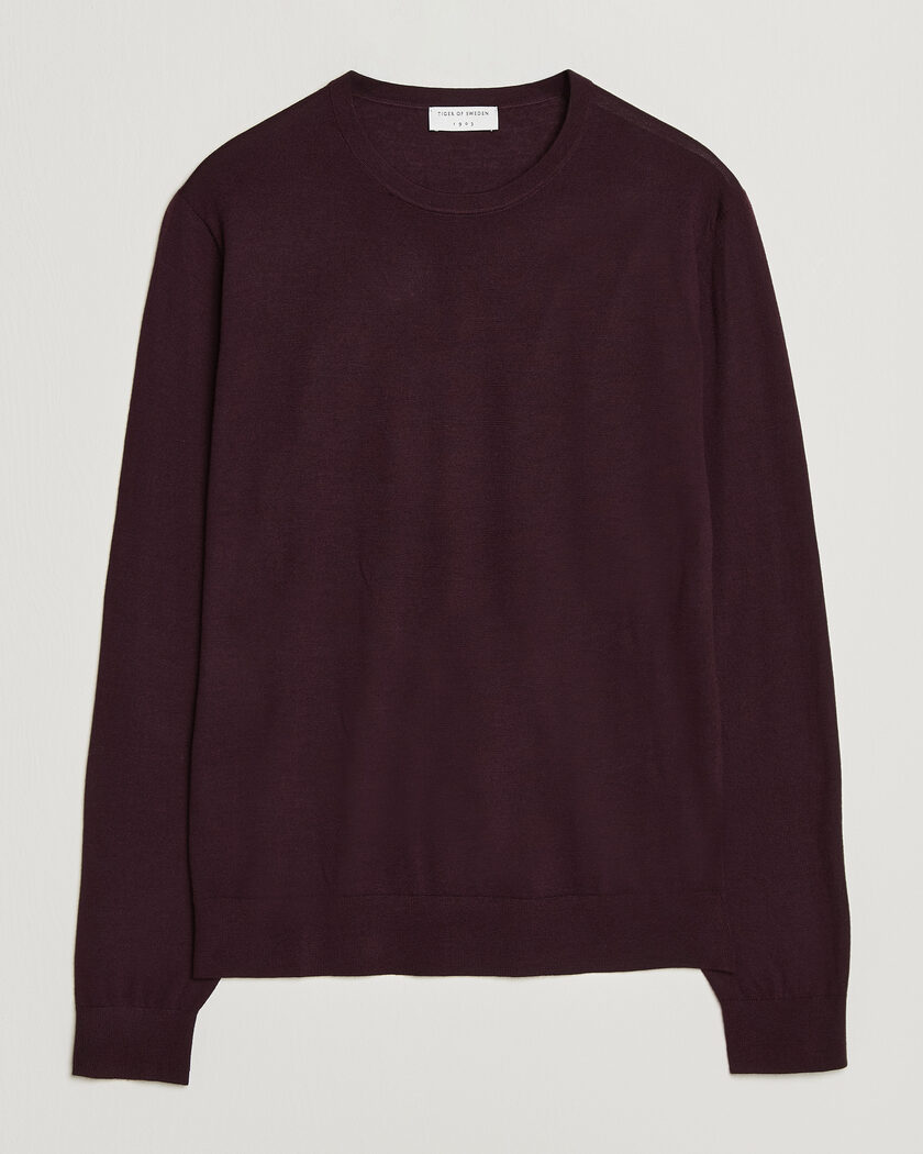 Tiger of Sweden Connor Extra Fine Merino Crew Neck Pullover Aubergine – Viola