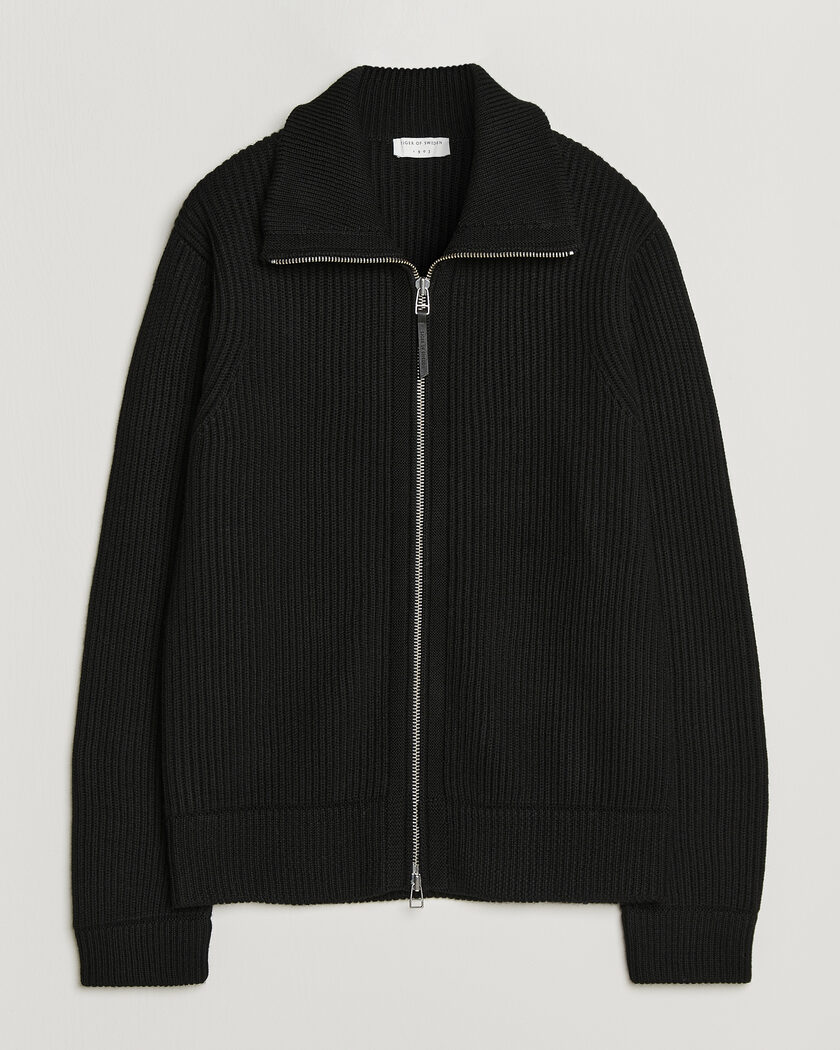 Tiger of Sweden Niall Wool Heavy Knitted Full Zip Black – Nero