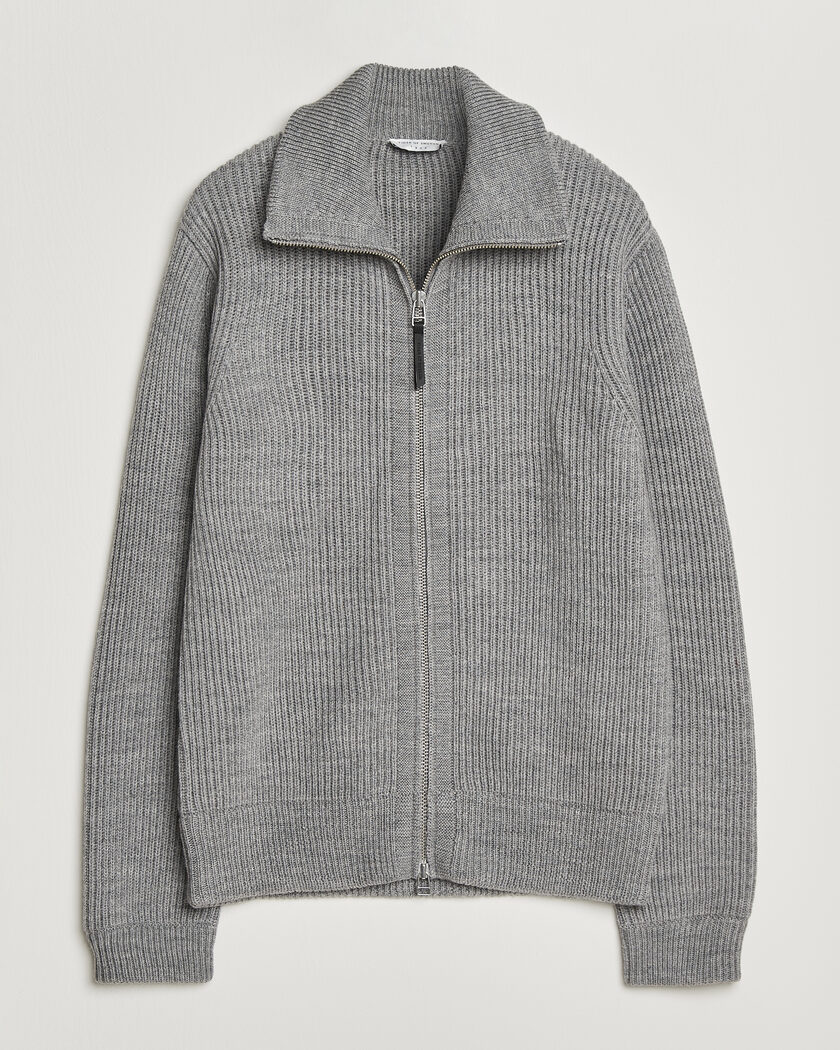 Tiger of Sweden Niall Wool Heavy Knitted Full Zip Grey Melange – Grigio