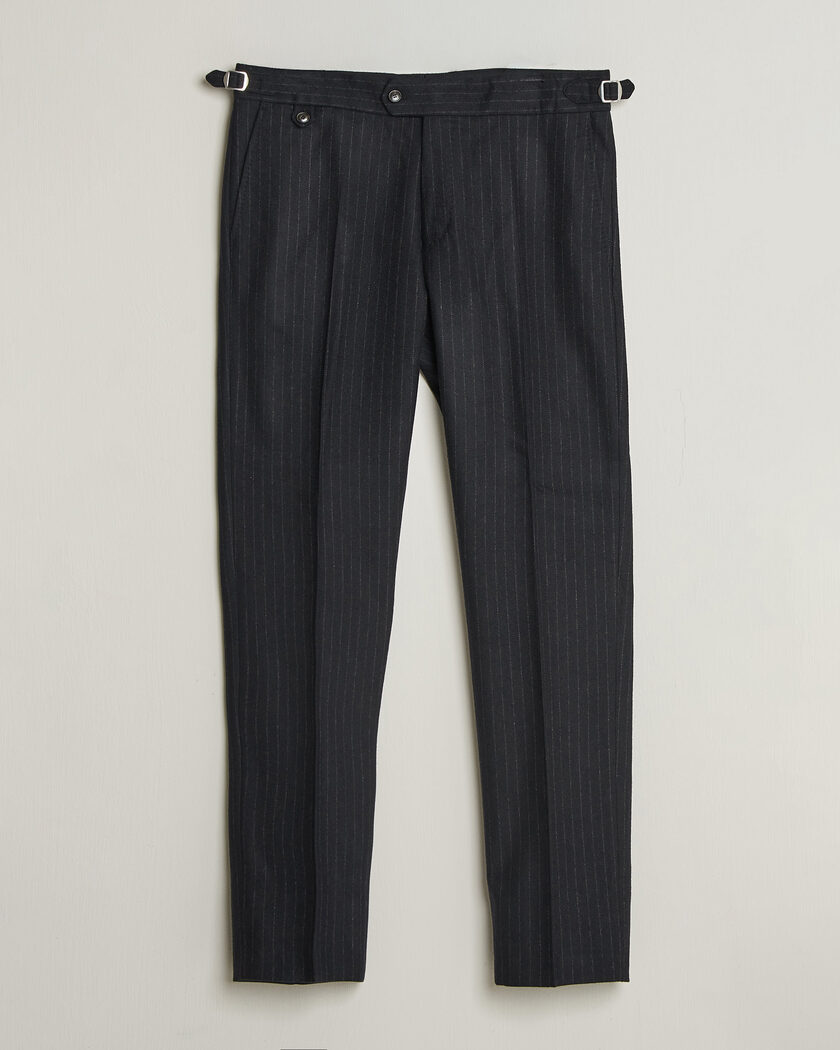 Tiger of Sweden Tense Wool Pleated Pinstriped Trousers Blue Function – Blu