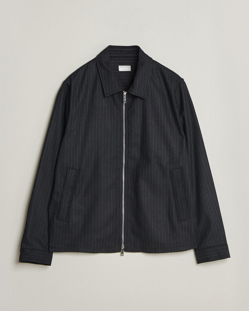 Tiger of Sweden Barnaby Wool Pinstriped Shirt Jacket Blue Function – Blu