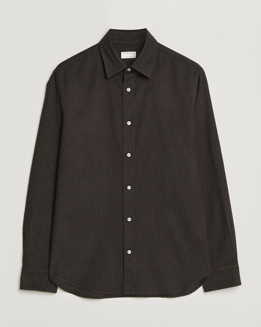 Tiger of Sweden Bjorn Brushed Cotton Shirt Espresso – Marrone