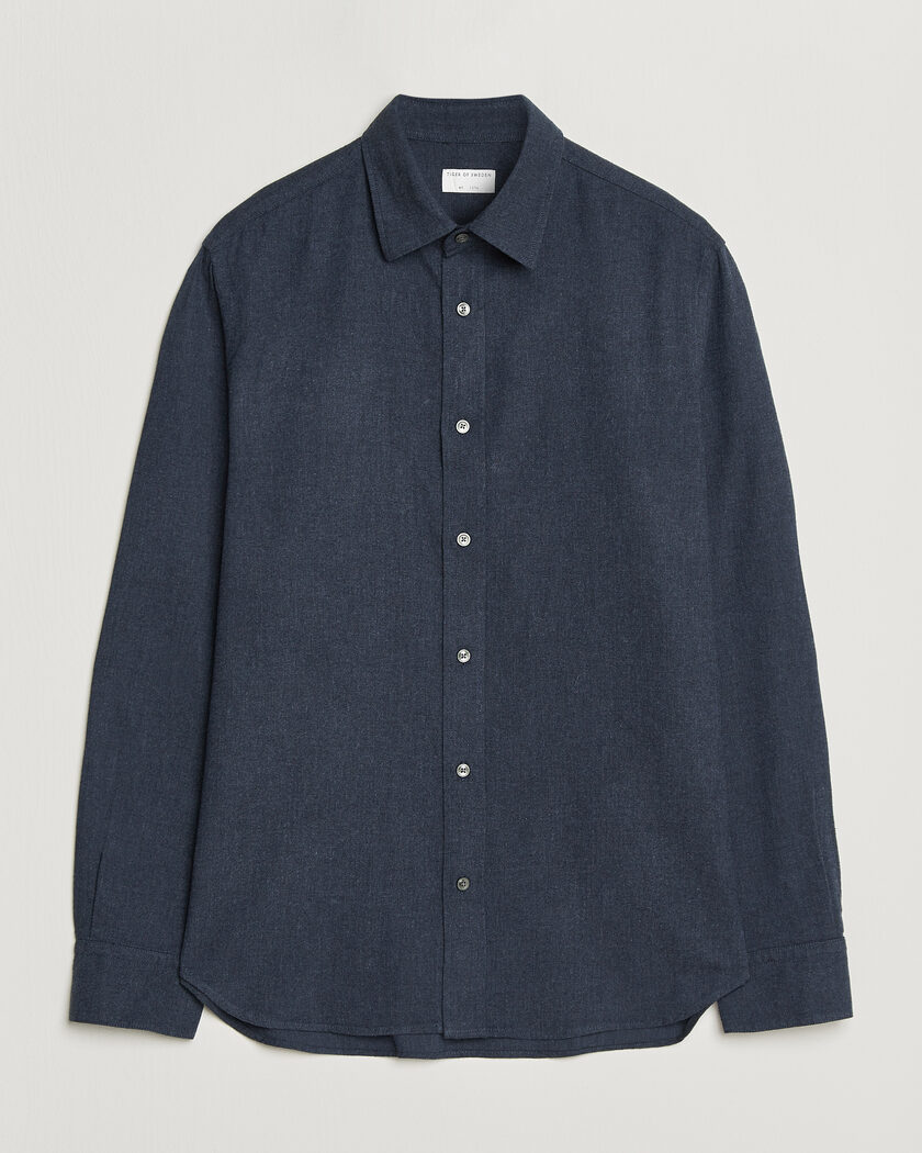 Tiger of Sweden Bjorn Brushed Cotton Shirt Steel Blue – Blu