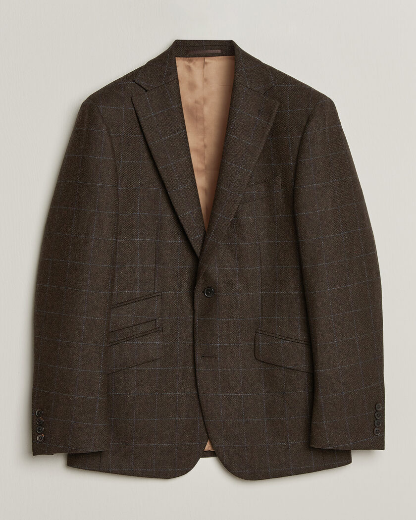 Walker Slater Edward Lambswool Windowpane Blazer Brown – Marrone