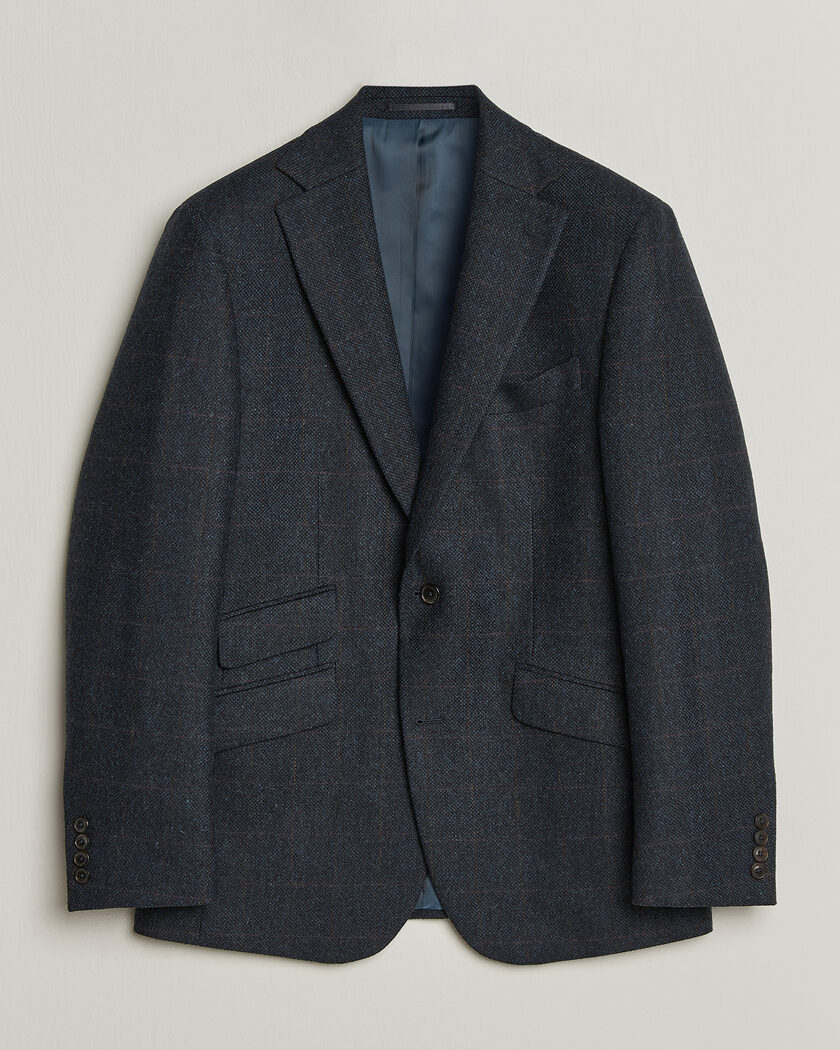 Walker Slater Edward Lambswool Windowpane Blazer Navy – Blu
