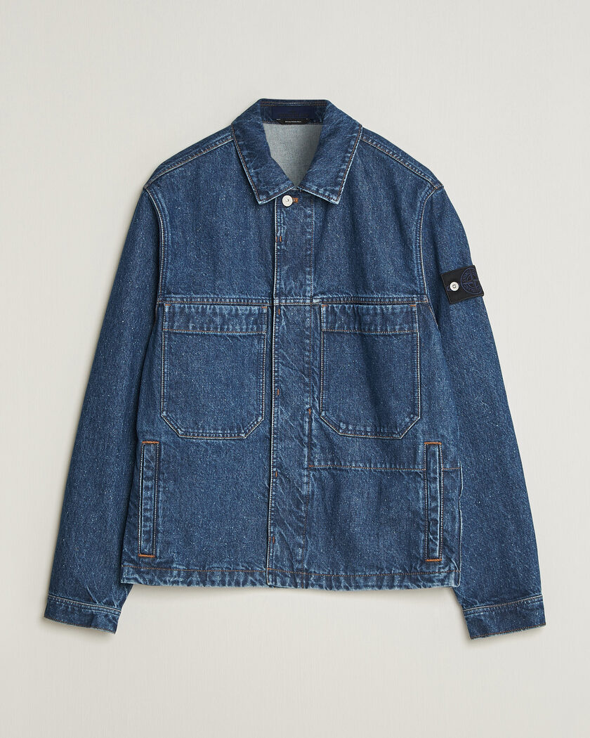 Stone Island Indigo Denim Coach Jacket Blue Medium Wash – Blu