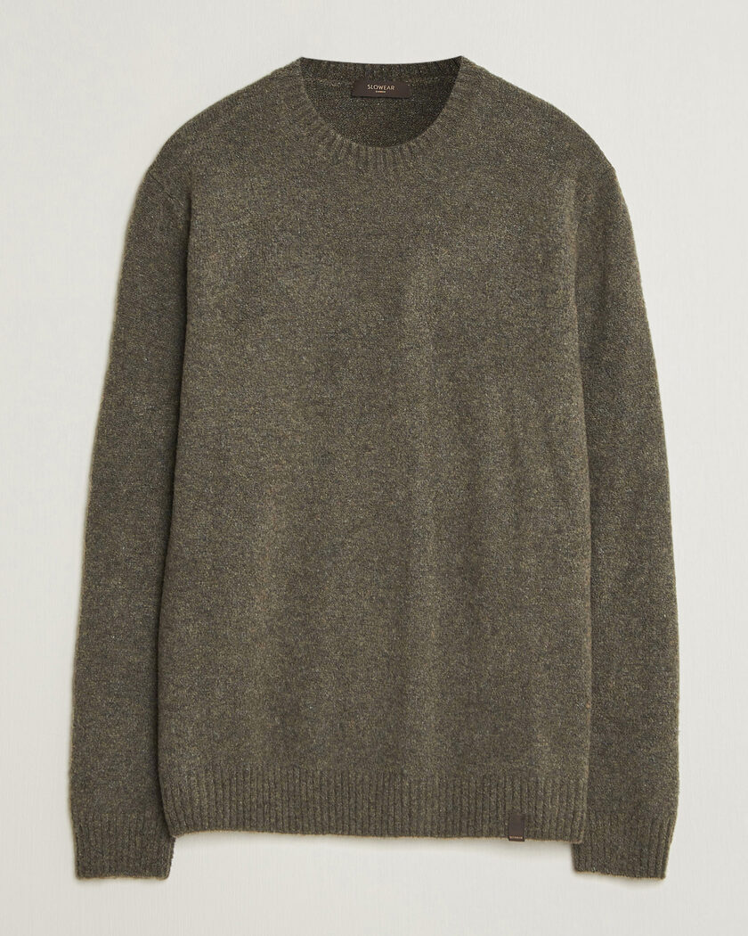 Zanone Wool Boucle Crew Neck Forest Green – Verde