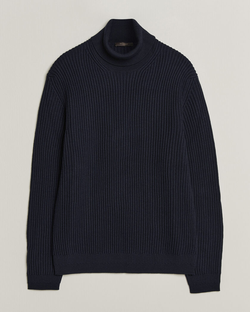 Zanone Fishermans Rib Rollneck Navy – Blu