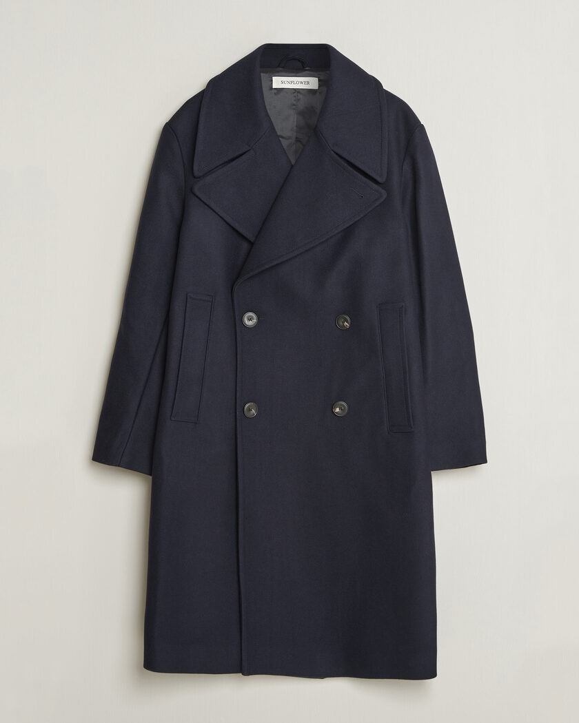 Sunflower Double Breasted Wool Blend Coat Navy – Blu