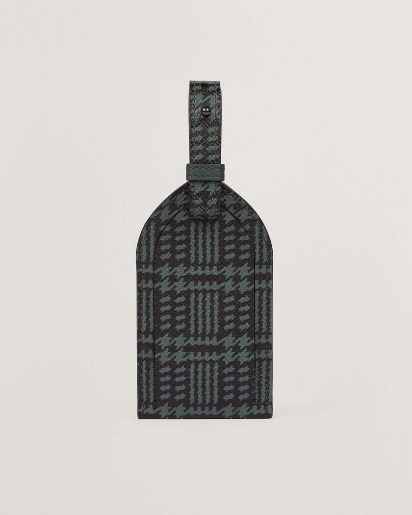 Smythson Panama Tweed Luggage Tag Slate Green – Verde