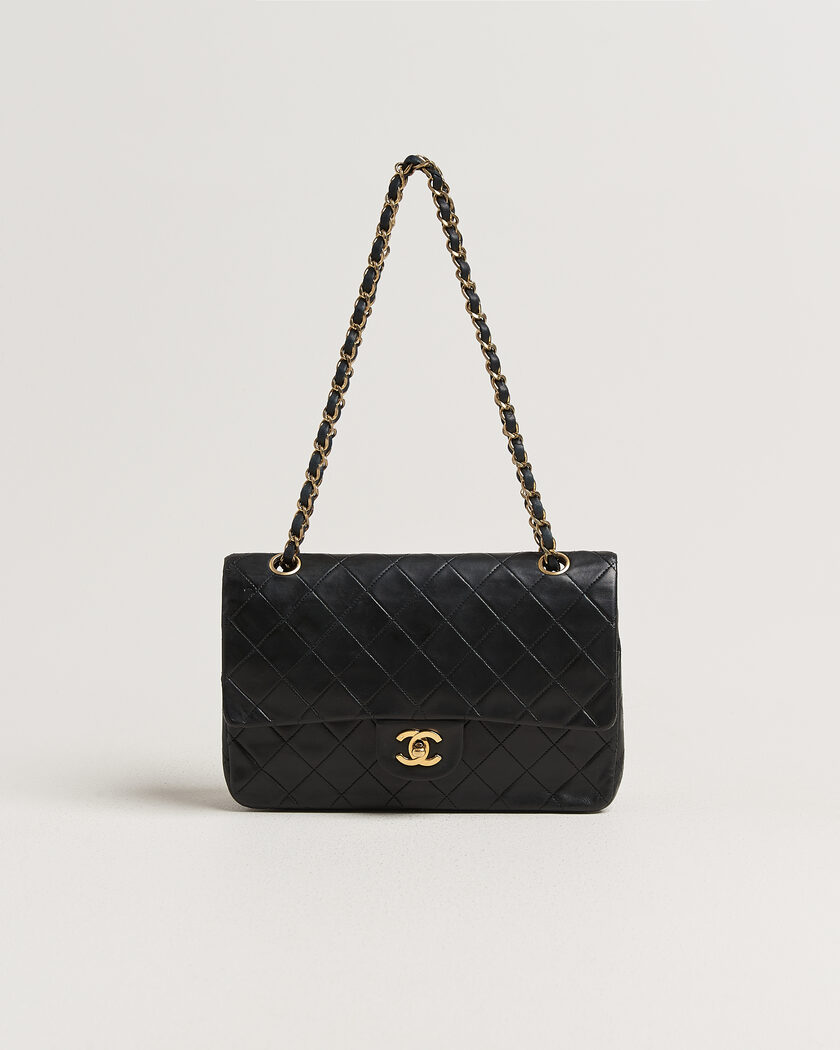 Chanel Pre-Owned Classic Medium Double Flap Bag Lambskin Black – Nero