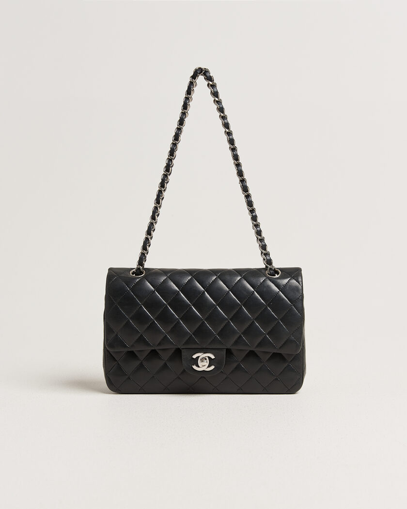 Chanel Pre-Owned Classic Medium Double Flap Bag Lambskin Black – Nero
