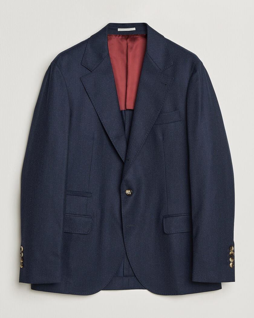 Brunello Cucinelli Wool Flannel Blazzer Navy – Blu
