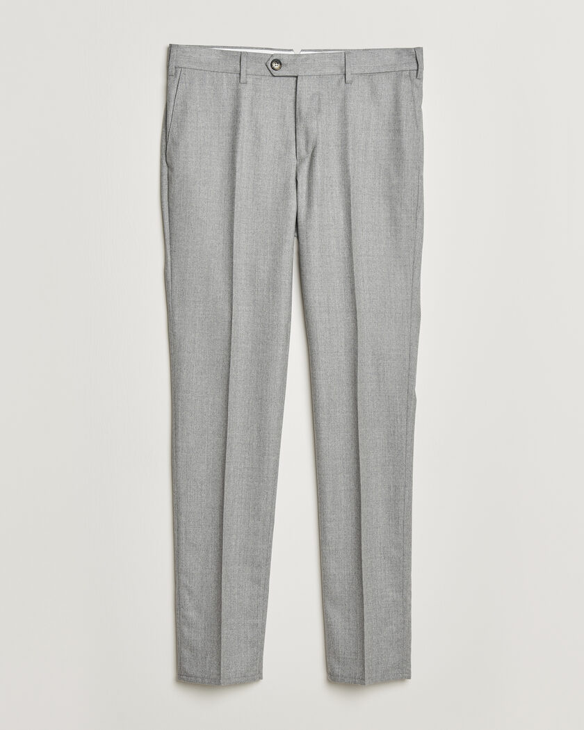 Brunello Cucinelli Slim Fit Flannel Trousers Light Grey – Grigio