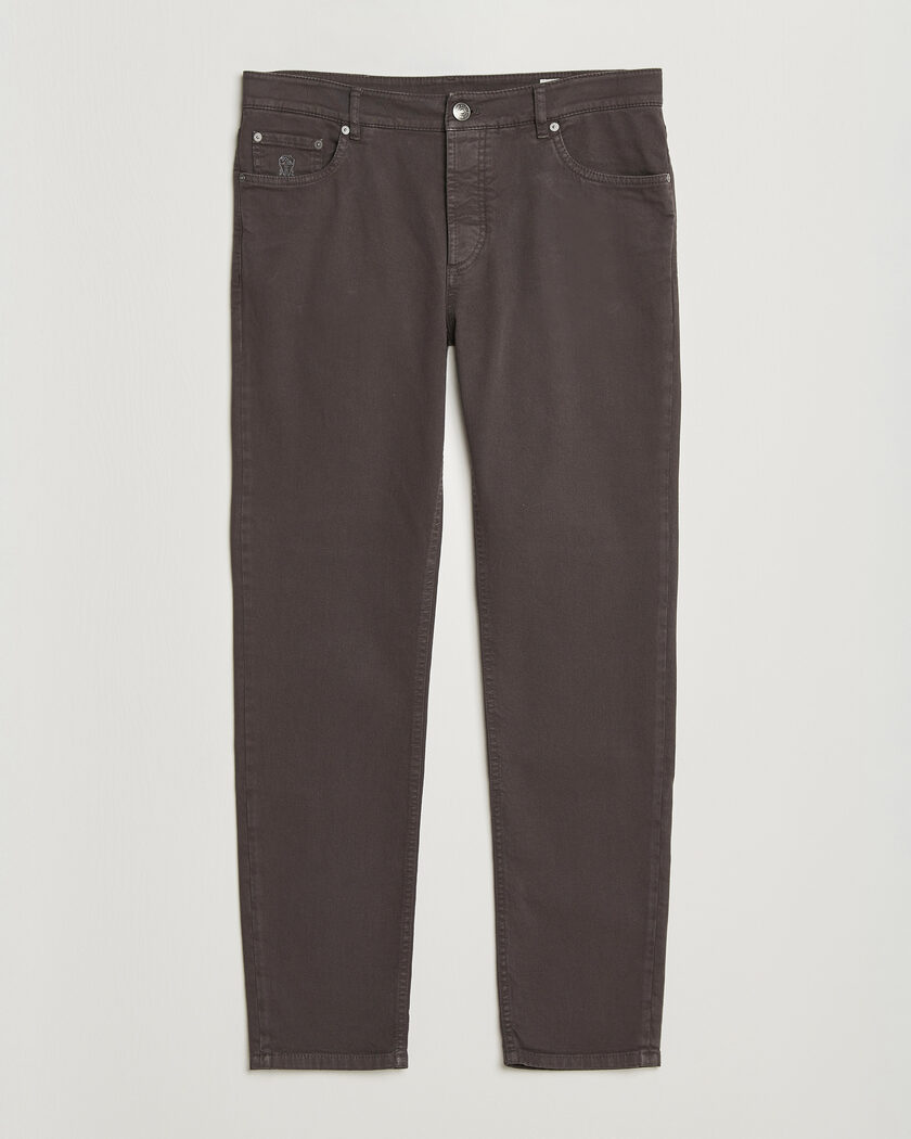 Brunello Cucinelli Slim Fit Bull Denim Pants Dark Brown – Marrone