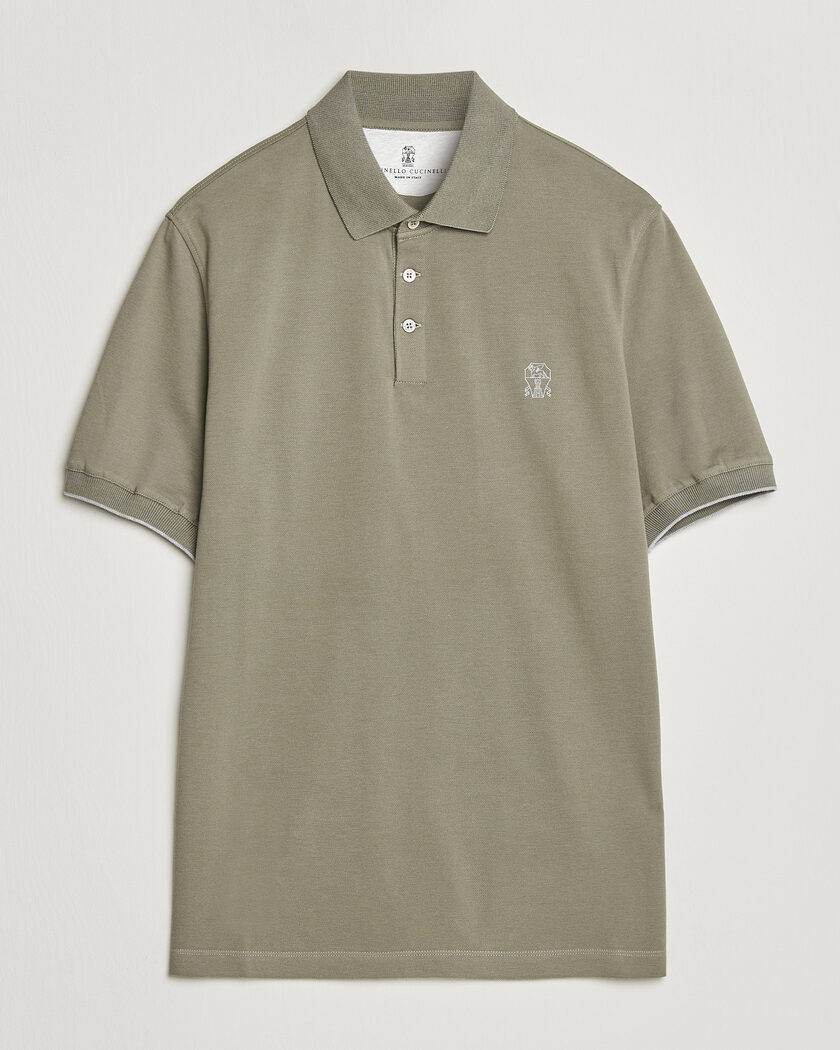 Brunello Cucinelli Short Sleeve Logo Polo Olive – Verde