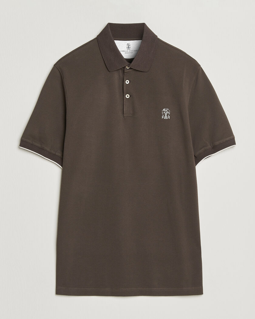 Brunello Cucinelli Short Sleeve Logo Polo Dark Brown – Marrone