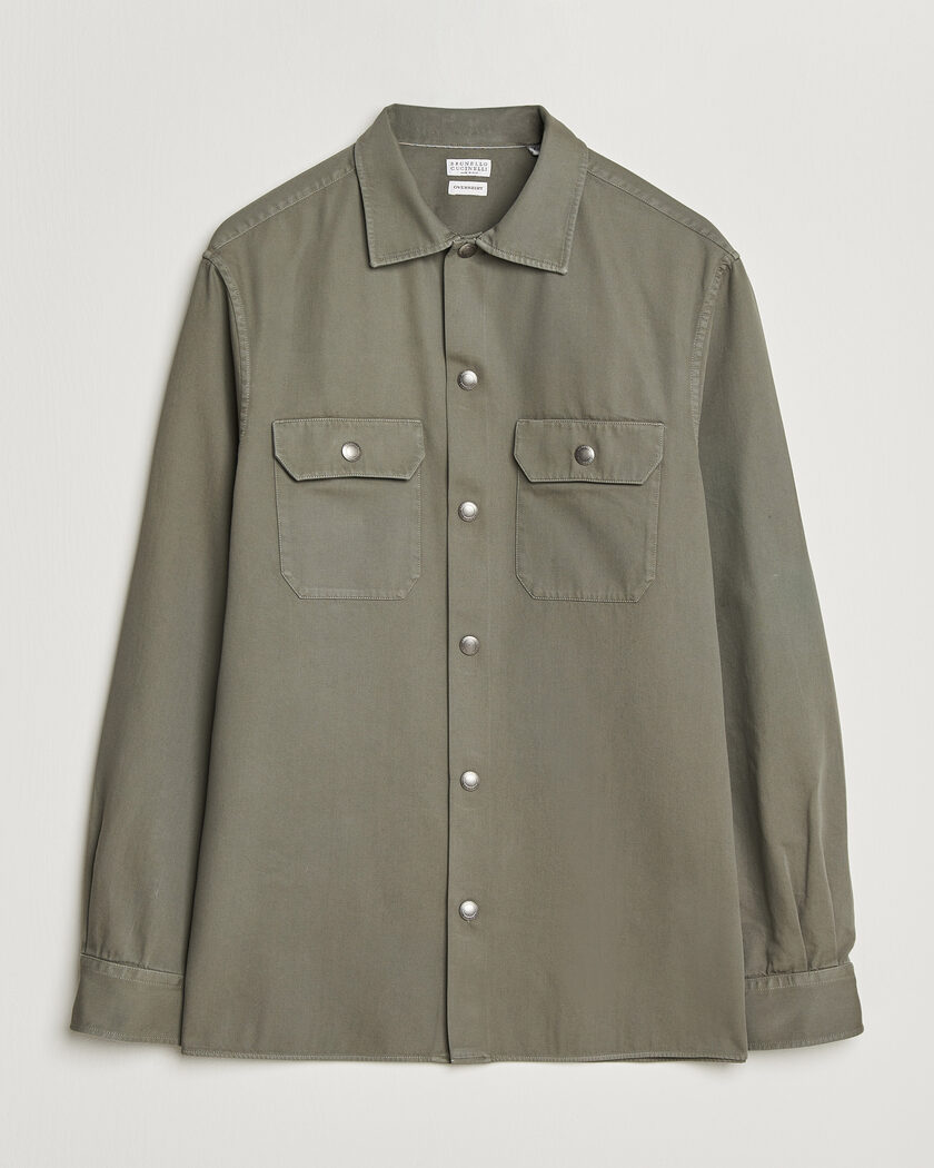 Brunello Cucinelli Twill Cotton Overshirt Olive – Verde