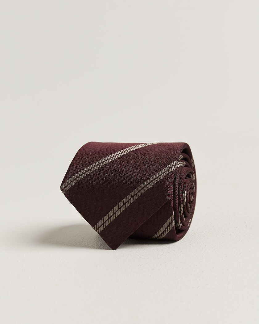 Brunello Cucinelli Regimental Stripe Silk Tie Burgundy – Rosso