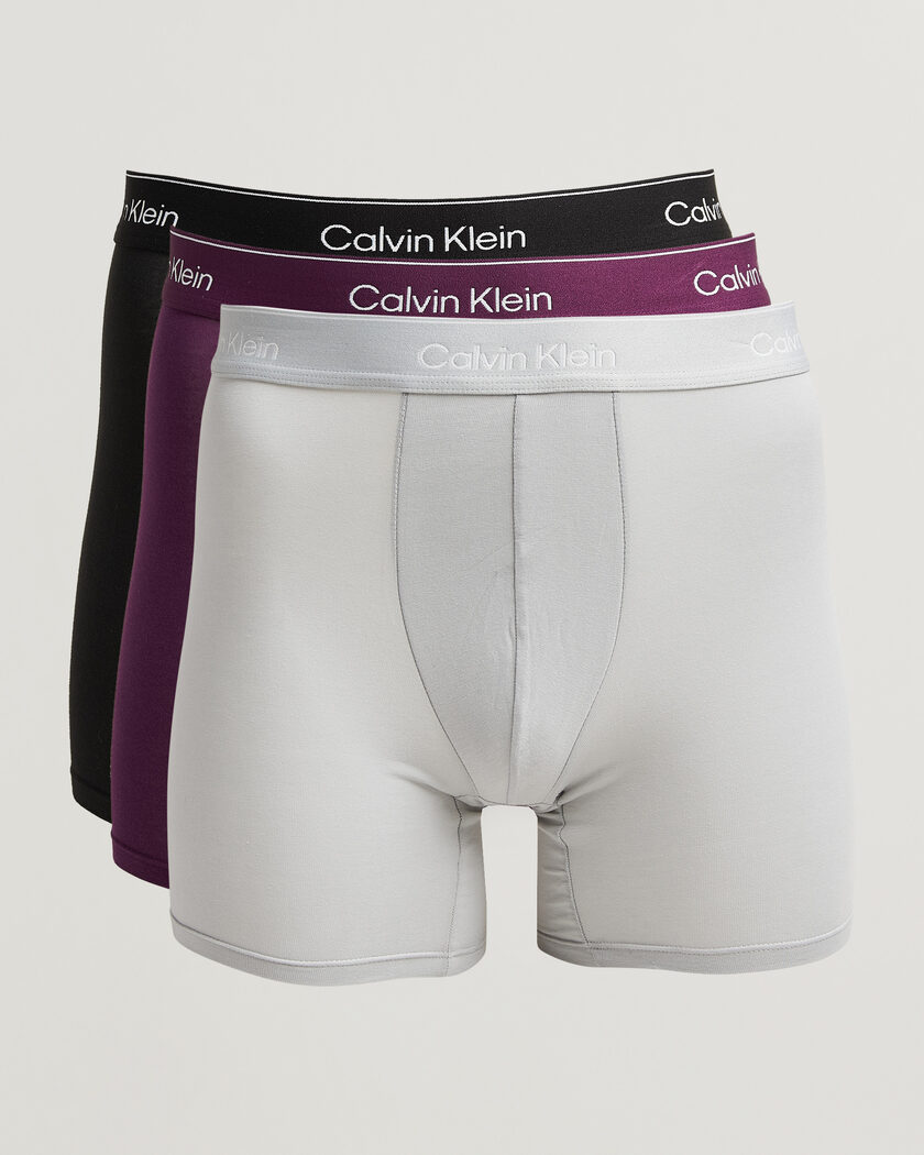 Calvin Klein 3-Pack Icon Cotton Stretch Boxer Brief Black/Grey/Purple – Multicolore