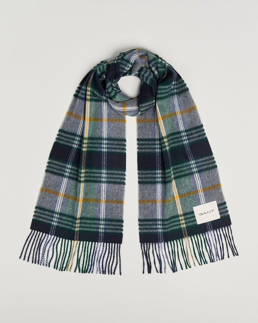 Gant Checked Wool Scarf Marine – Blu