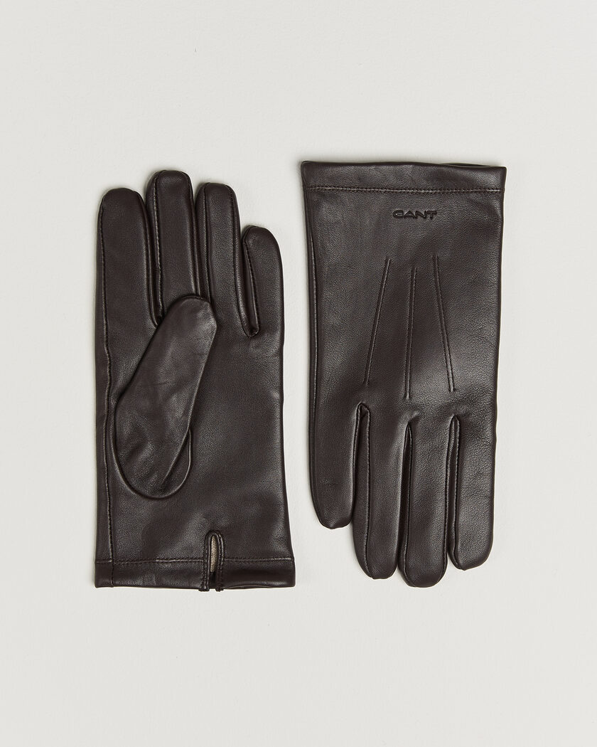 Gant Cashmere Lined Leather Glove Deep Brown – Marrone