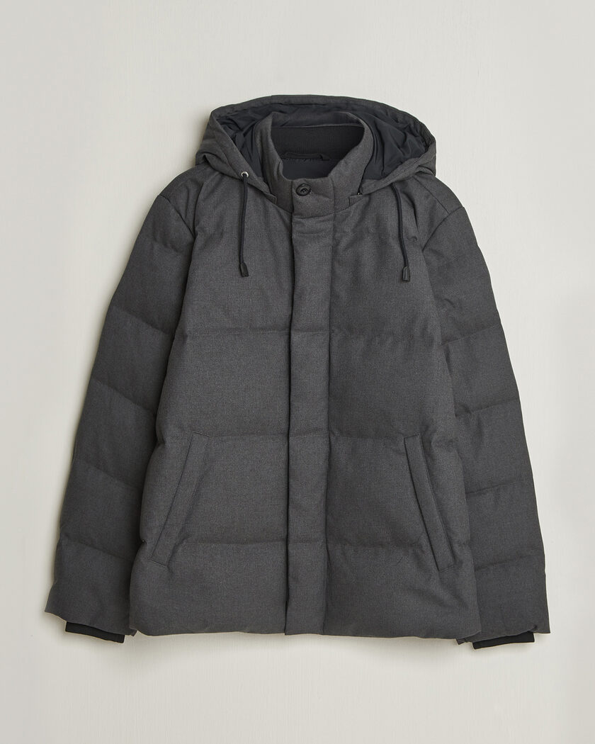 Gant Flannel Down Hooded Jacket Black Grey – Nero
