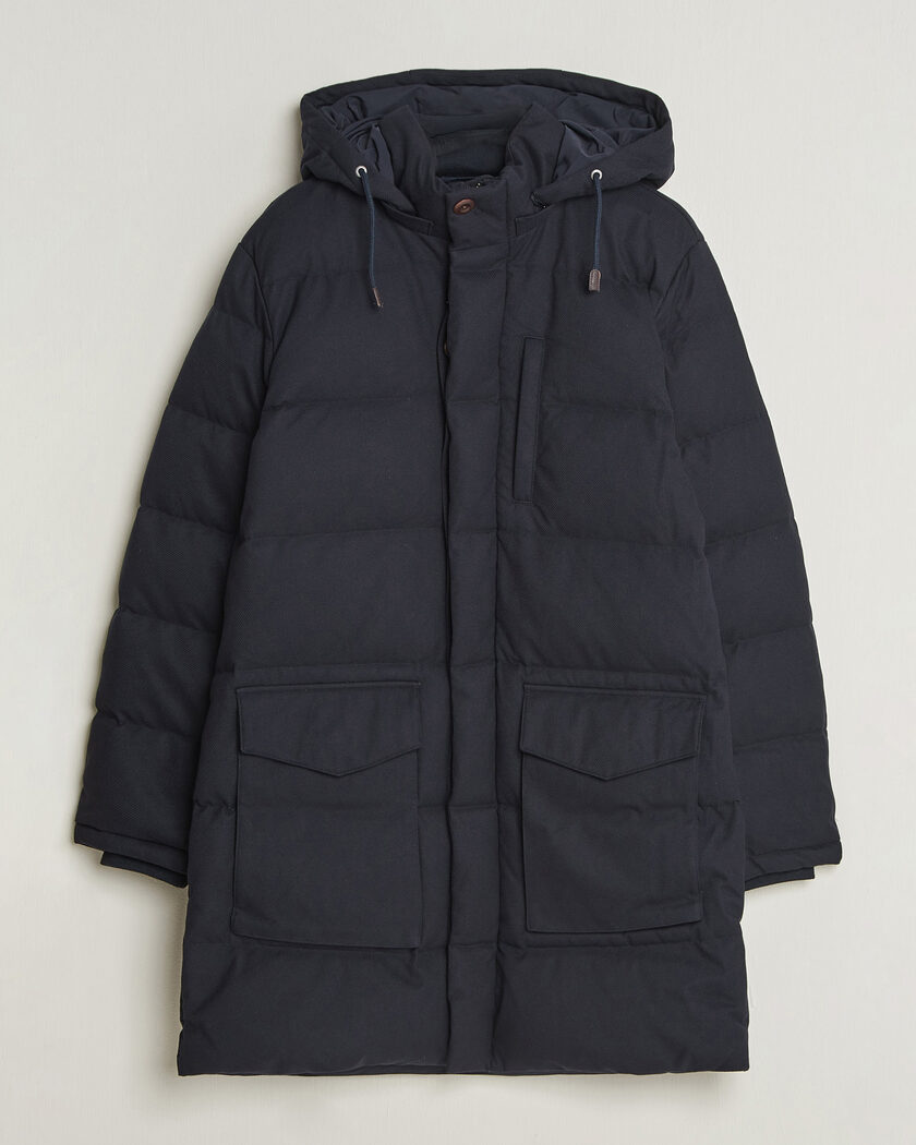 Gant Flannel Down Hooded Parka Evening Blue – Blu