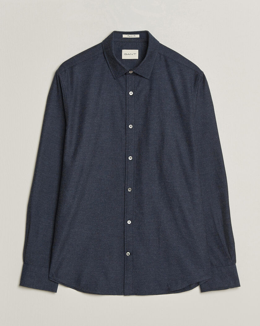 Gant Regular Fit Flannel Shirt Dark Navy Melange – Blu