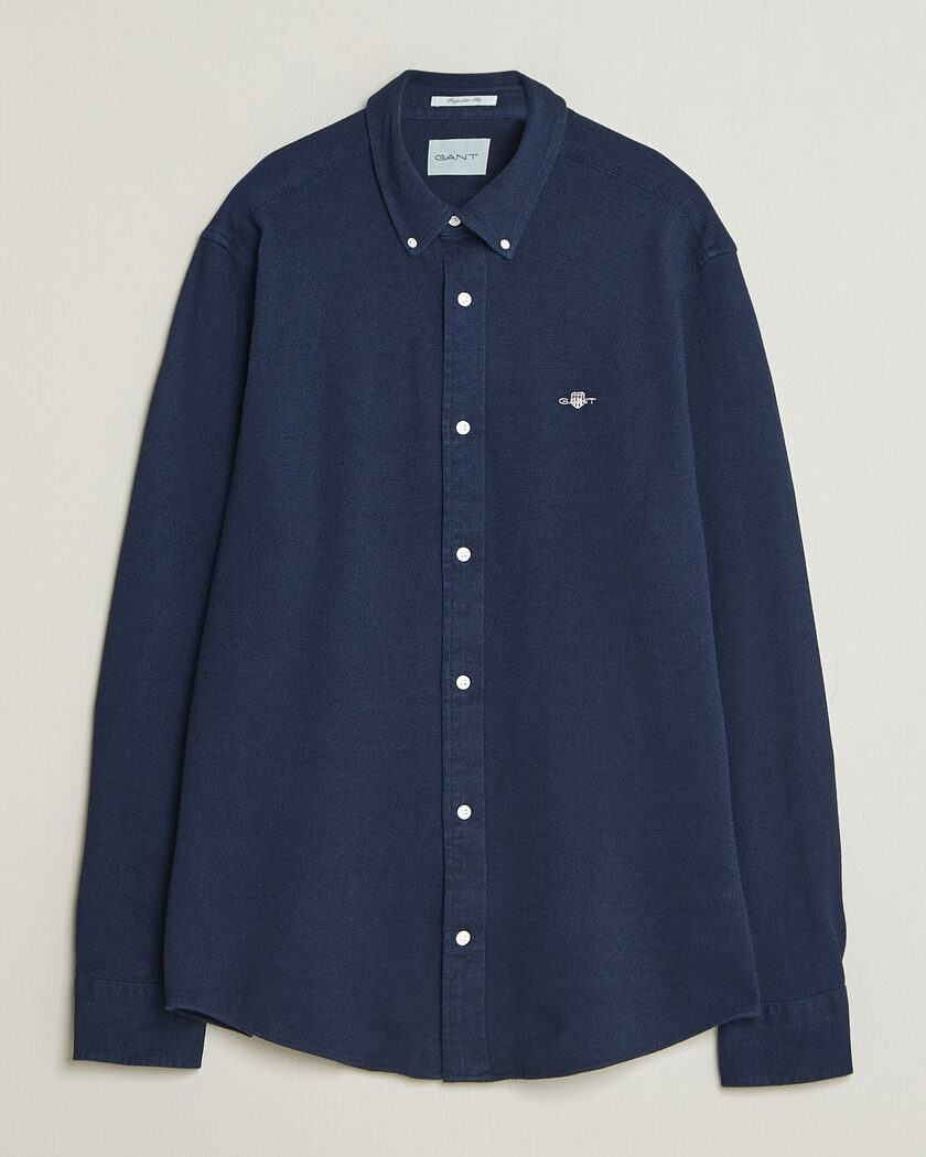 Gant Regular Fit Indigo Jersey Pique Shirt Dark Blue – Blu