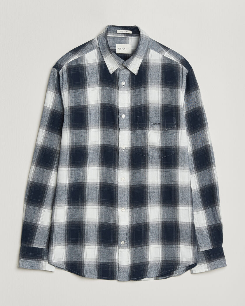 GANT Regular Fit Windblown Flannel Checked Shirt Evening Blue – Blu
