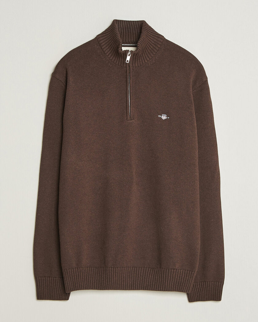  Gant Casual Cotton Half Zip Black Brown Melange – Marrone