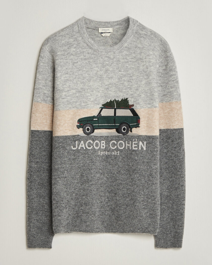 Jacob Cohën Embroidery Knitted Apres-Ski Crew Neck Grey – Grigio