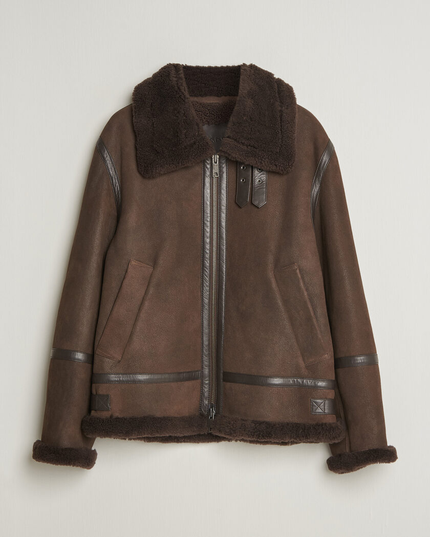 Gant Classic Shearling Jacket Black Brown – Marrone